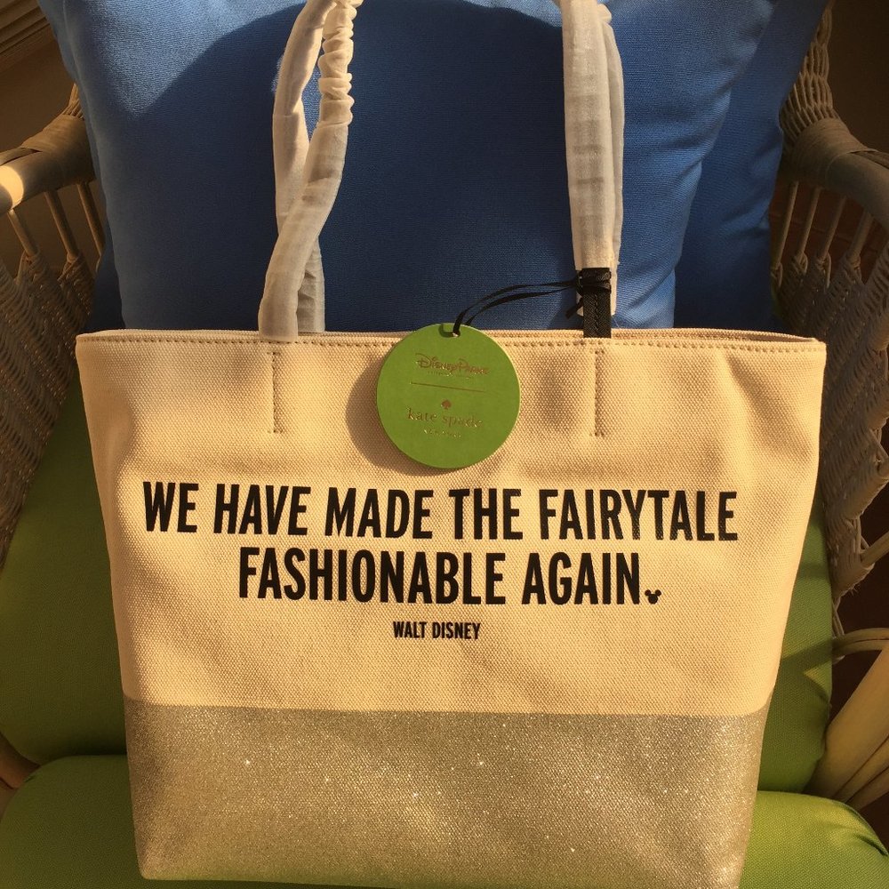 NWT KATE SPADE DISNEY WE HAVE MADE THE FAIRYTALE FASHIONALBLE AGAIN CANVAS TOTE